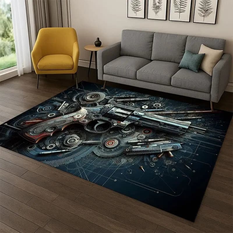 Tappeto a Forma di Proiettile per Armi da Fuoco, per Camera da Letto, Soggiorno, Divano, Sala Giochi, Zerbino, Decorazione Domestica, Tappeto Antiscivolo
