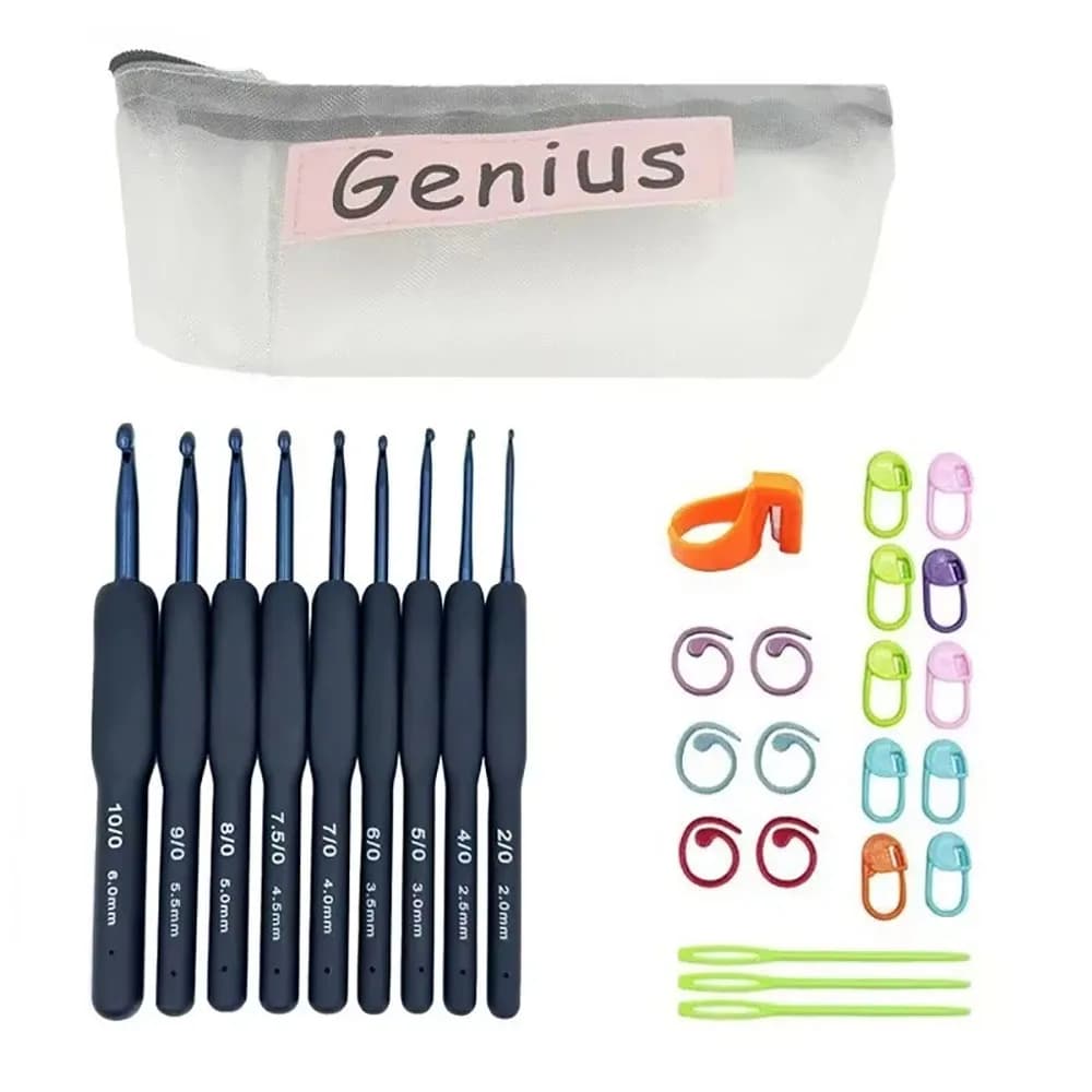 1 set di uncinetti multifunzionali con impugnatura morbida Set di uncinetti ergonomici in alluminio per accessori ideali intrecciati all'uncinetto fai-da-te