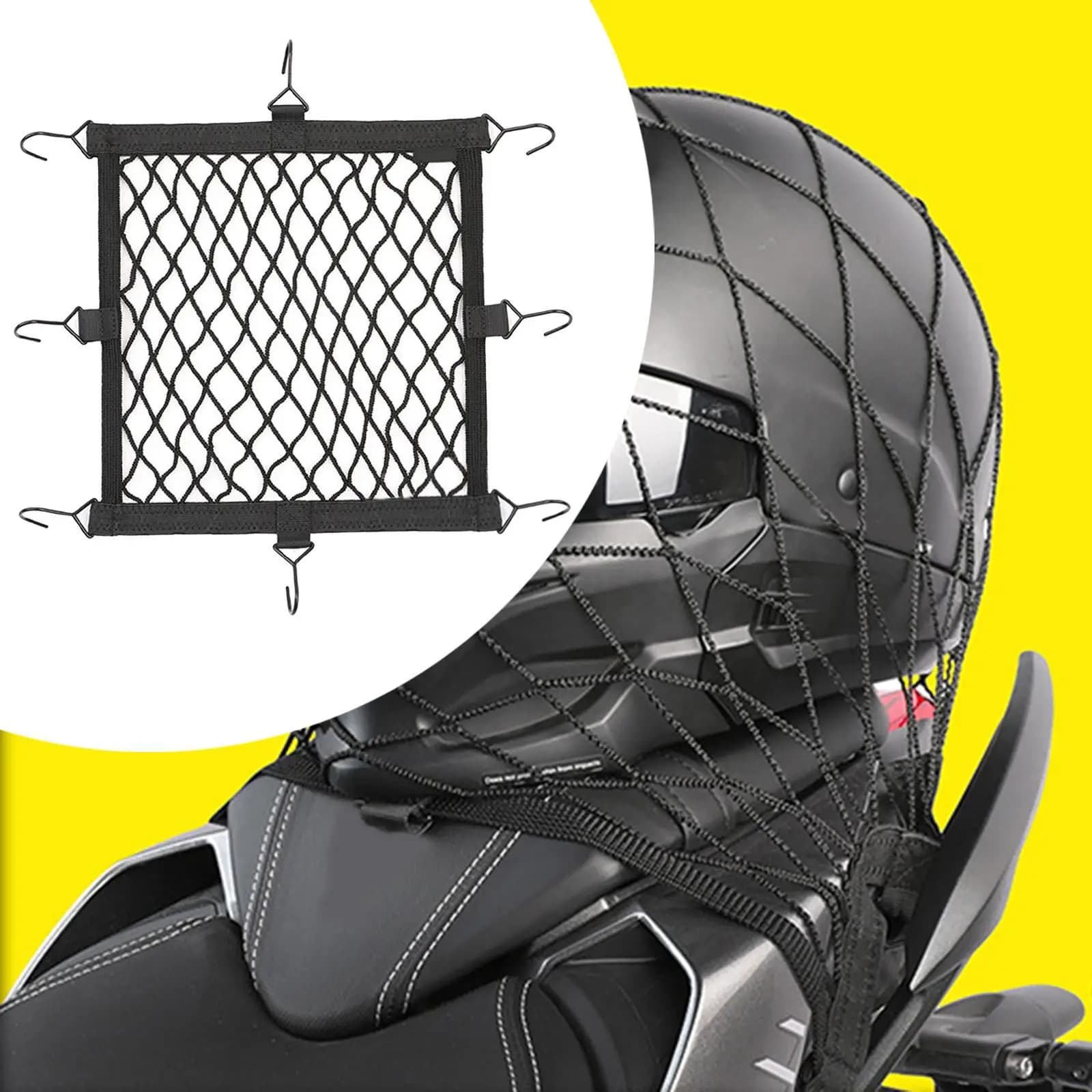 Caschi Rete elastica regolabile Mesh Organizzatore di carico per moto Copertura per portapacchi posteriore antiscivolo per riporre borse da coda per bagagli