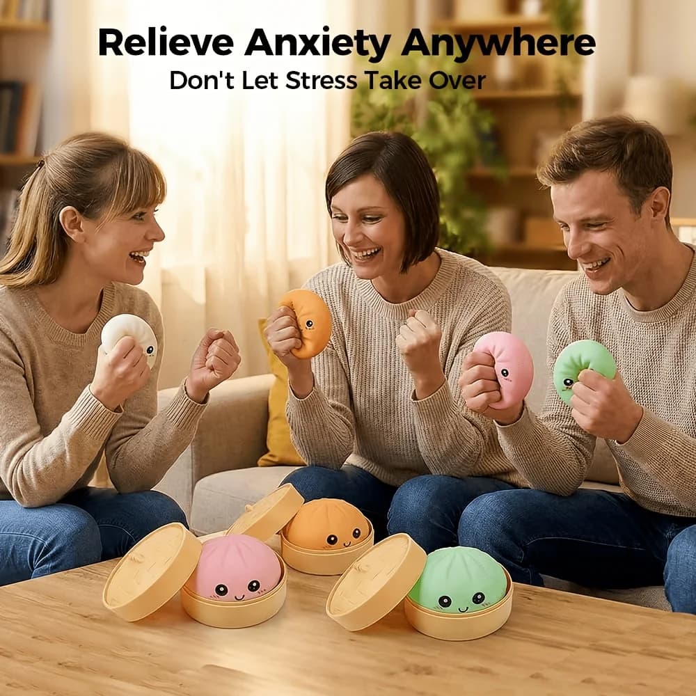 Squishy Antistress a Forma di Raviolo Colorato da 6CM, Giocattoli Sensoriali Fidget per il Sollievo dallo Stress, Simulazione Cibo, Squishies a Forma di Panino, Palline di Pasta Spremibili