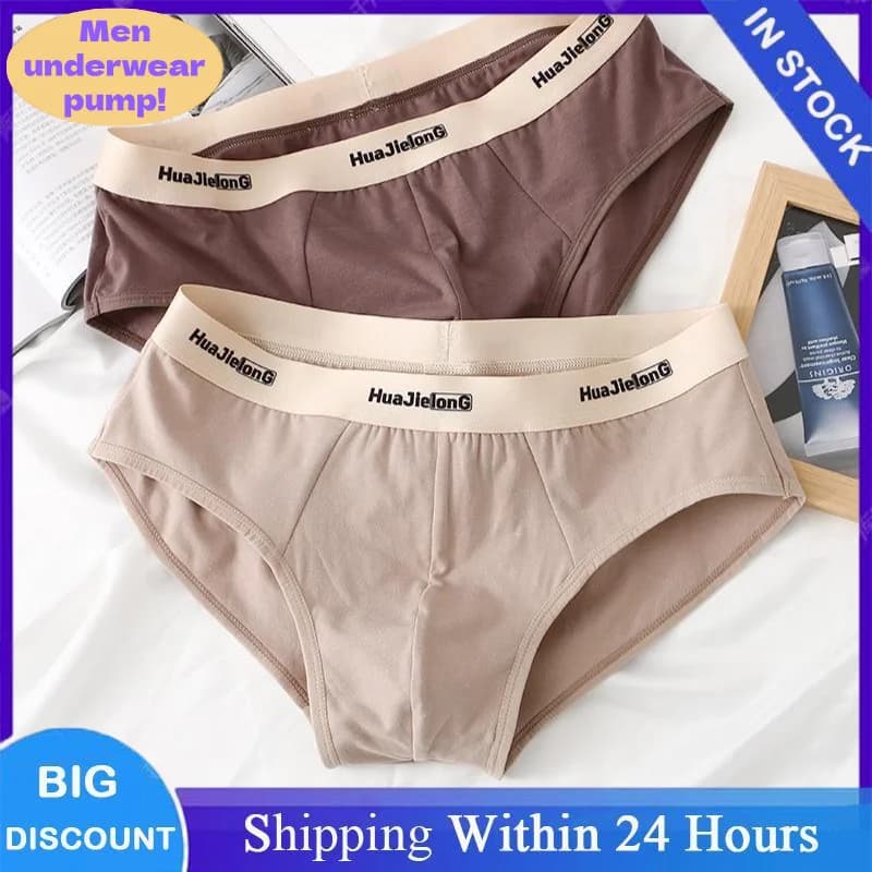 Summer New Arrival Men's Solid Color Cotton Briefs, Large Size, Breathable Trendy Underwear Male Breathable Bikini Underpants