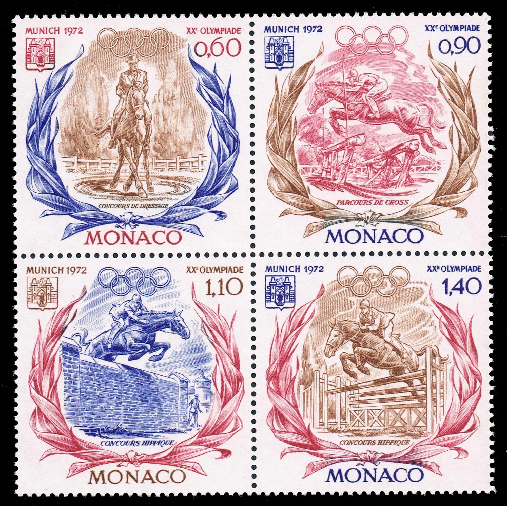 4Pcs/Set New Monaco Post Stamp 1972 Sports Games Engraving Stamps MNH