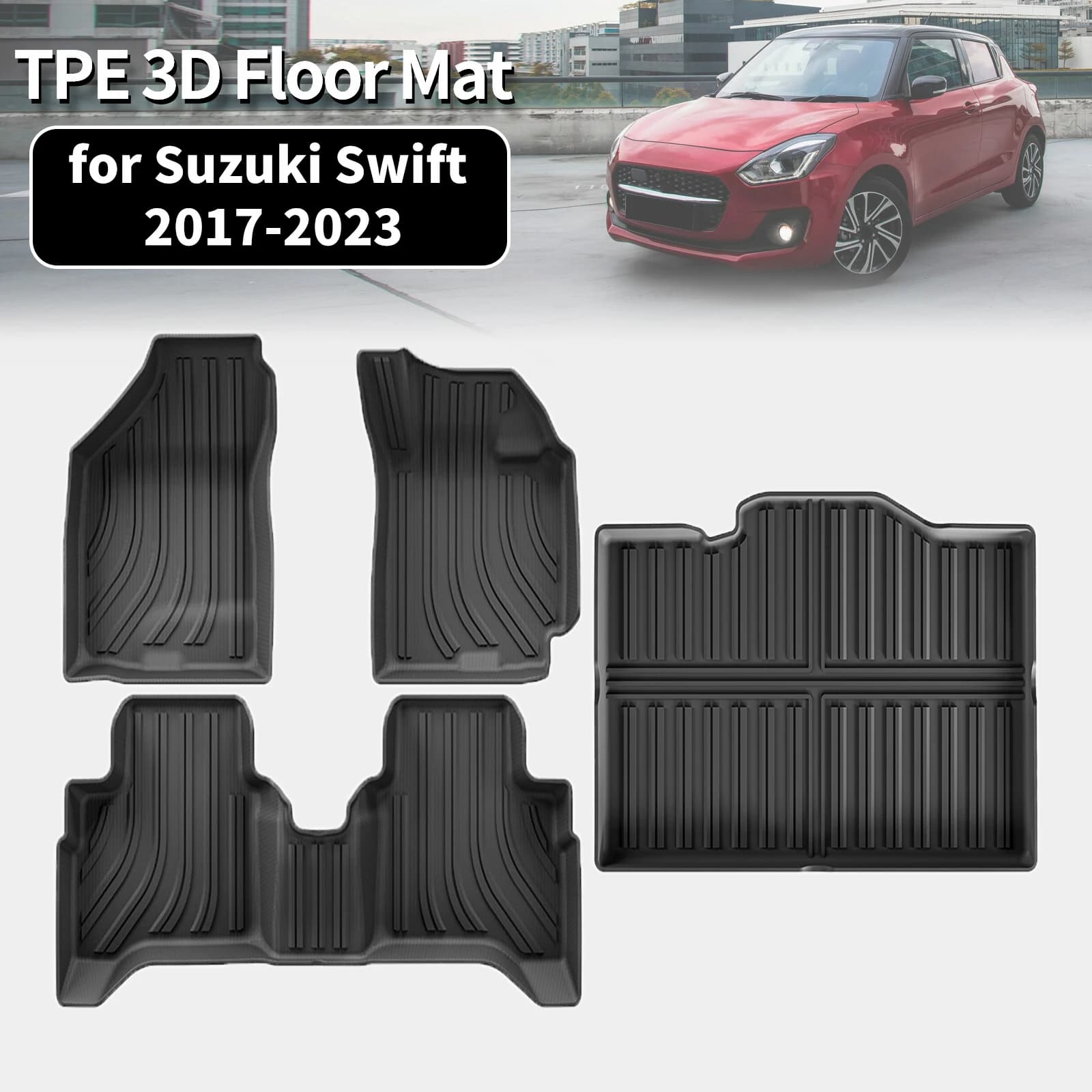 for Suzuki Swift GAS RHD 2017 2018 2019 2020 2021 2022 2023 Eco TPE Car Floor & Trunk Mats, Non-Slip Dust-Proof (Not For LHD)