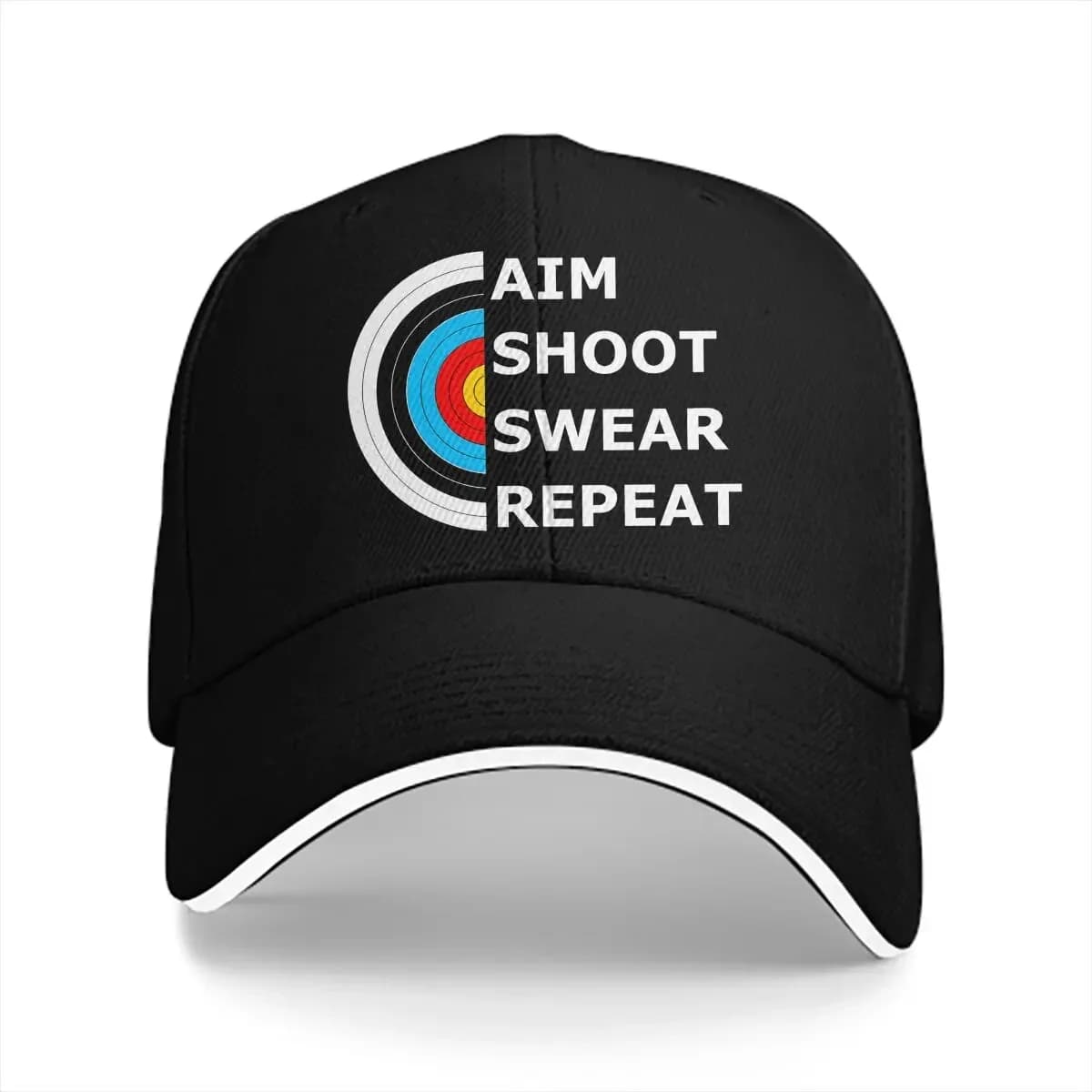2026 Washed Men's Baseball Cap Aim Shoot Swear Repeat Archery Target Essential Trucker Snapback Caps Dad Hat Archery Lover Golf