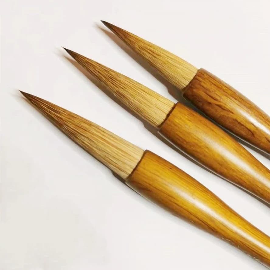 3 Piece Chinese Calligraphy Brush Set for Beginners Handmade Weasel Mixed Hair Sumi-e Brush Zen Writing Art Painting Supplies