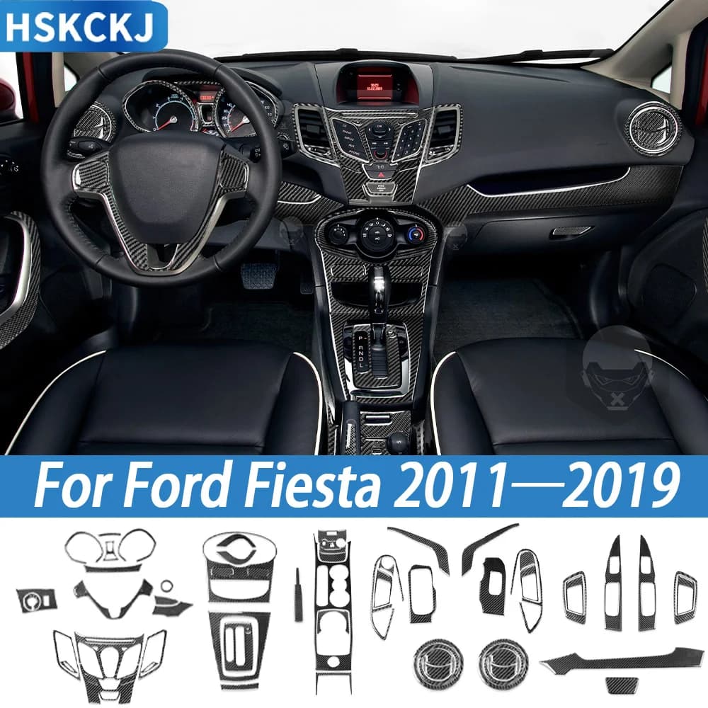 Per Ford Fiesta 2011-2019 In Fibra di Carbonio Lato Air Vent Cruscotto Console Centrale Pannello Del Cambio Accessori Per Interni Auto Adesivo