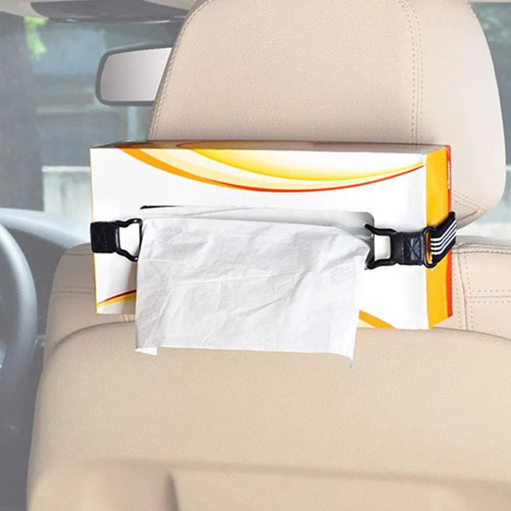 2 Pezzi Cinghia Porta Fazzoletti per Auto da Parasole e Poggiatesta, Elastica Regolabile, in Poliestere Premium, Organizzatore Porta Fazzoletti per Auto