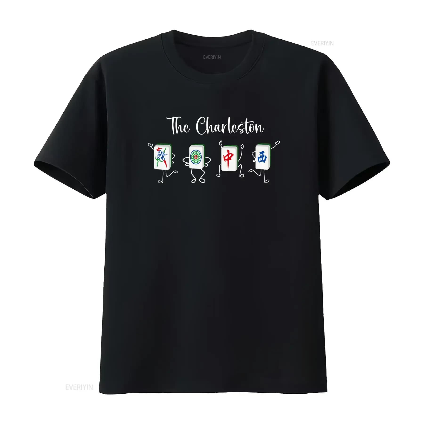 The Charleston Mahjong Tile T Shirt Sweat Dance Crewneck Player Funny Domino vintage Washed Unisex Comfortable homme fashion