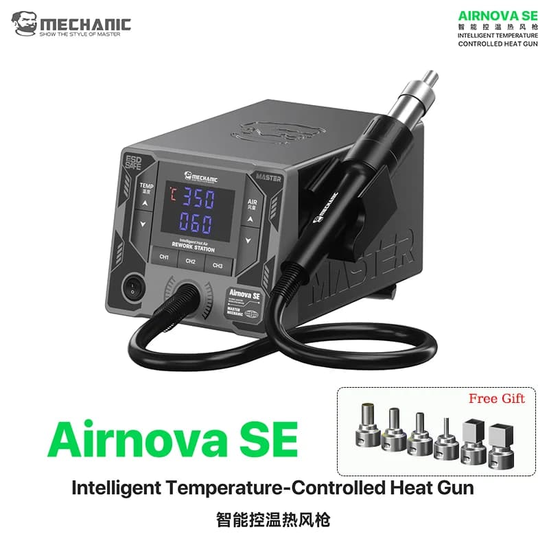 Pistola ad Aria Calda MECHANIC OFFICIAL AirNova SE con Controllo Intelligente della Temperatura, Strumento per Riparazione di Telefoni, BGA, IC, PCB