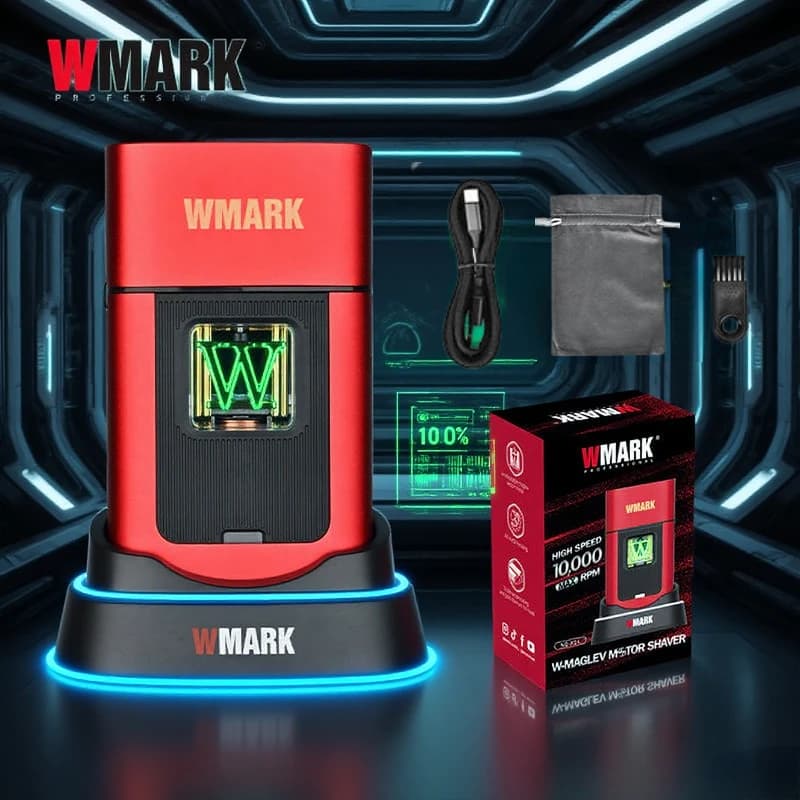 Rasoio Elettrico Professionale WMARK, Regolabarba con Motore Vettoriale 10000 RPM, Macchina per Rasatura in Metallo per Uomo NG-XS1