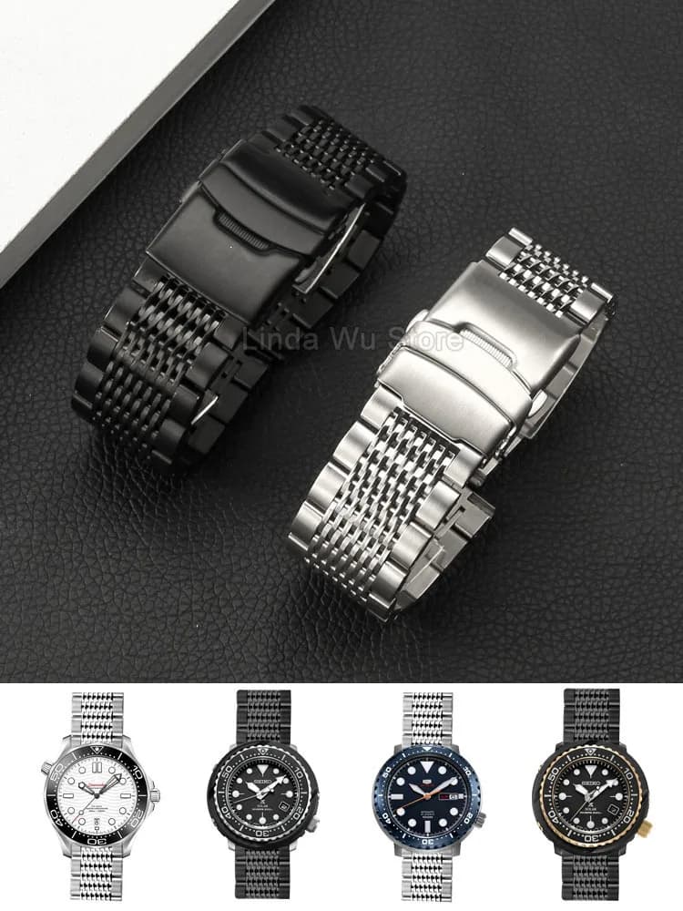 Cinturino per Orologio in Acciaio Massiccio, Catena Metallica per Citizen, Tissot, IWC, Seiko, Omega, Impermeabile e Resistente al Sudore, Cinturino in Acciaio per Uomo