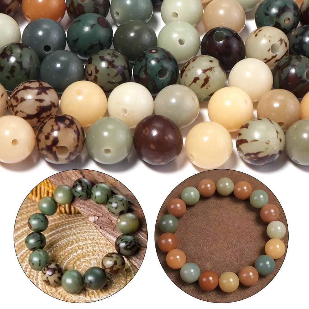 20/50pcs 12mm Round Bodhi Beads Natural Polished Bodhi Seed Loose Spacer Beads for DIY Bracelet Necklace Jewelry Making Supplies