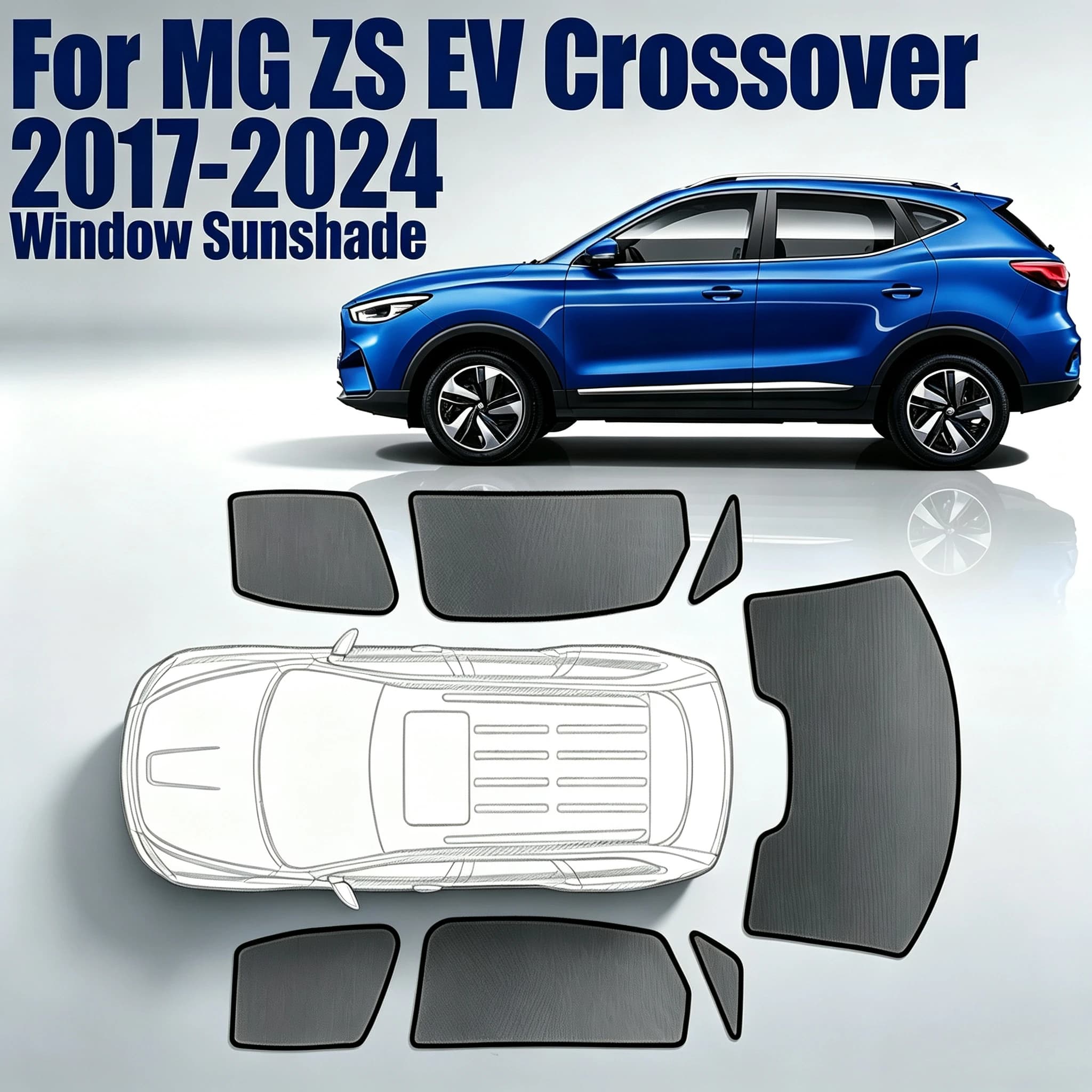 For MG ZS EV Crossover 2017 - 2024 Custom Magnetic Car Window Sunshade Curtain Mesh Front Windshield 2019 2020 2021 2022 2023