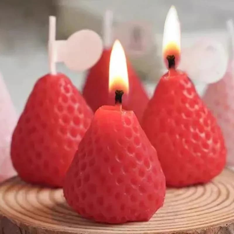 2026 Latest Model 3D Strawberry Candle Silicone Mold DIY Handmade Candle Making for Valentine's Day Party Home Decor Birthday