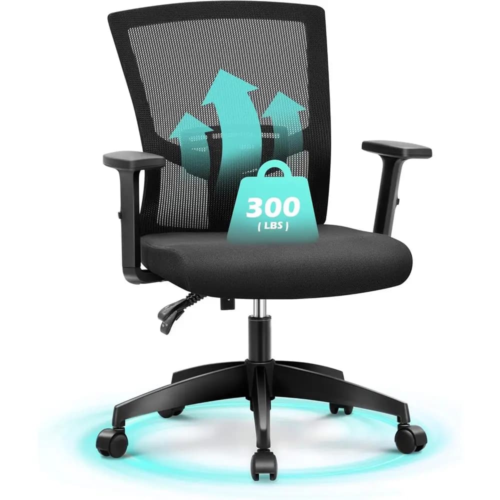 Sedia da Ufficio Ergonomica in Rete con Braccioli Regolabili, Supporto Lombare e Cuscino, Certificata per il Comfort