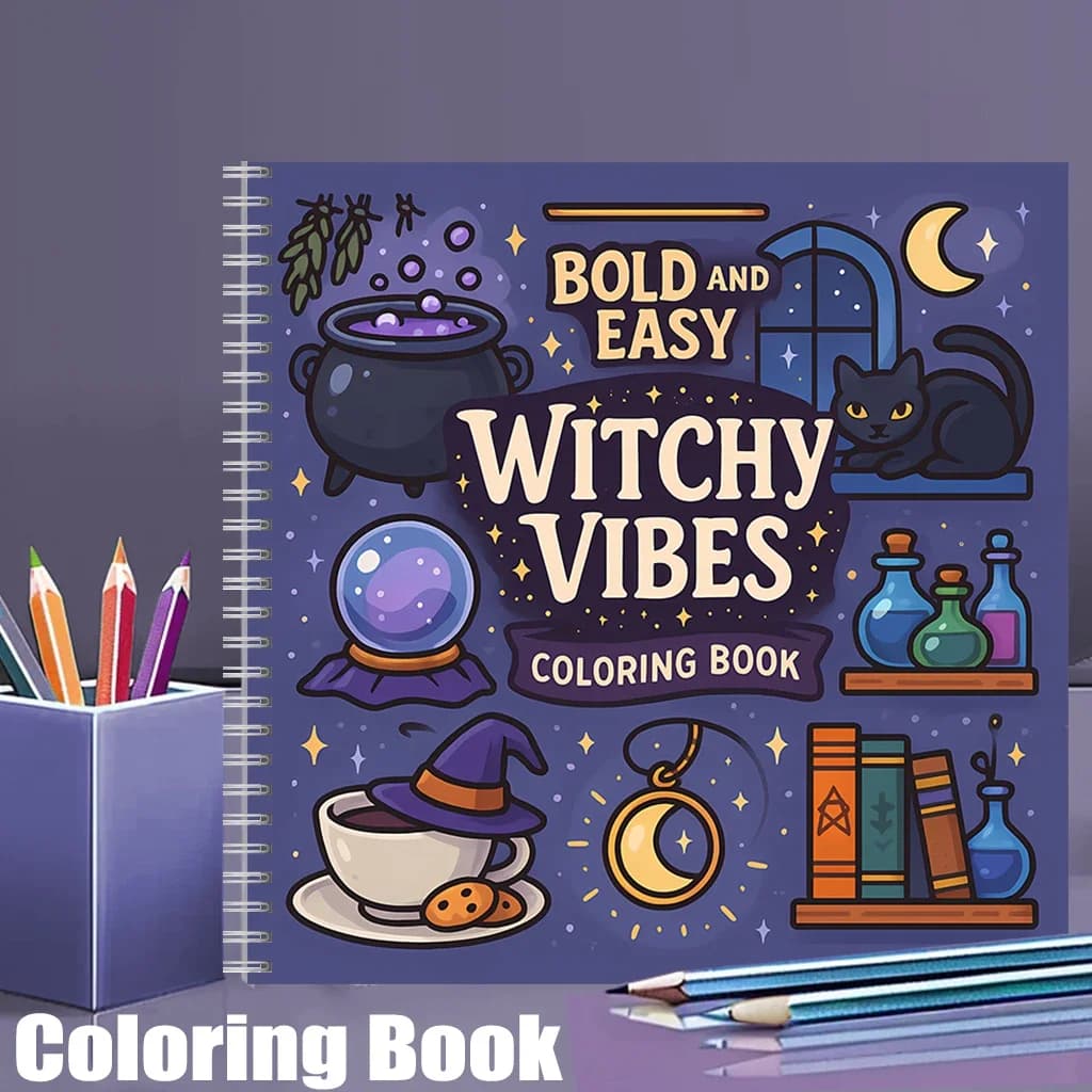 Easy Witchy Vibes Coloring Book for Adult Colouring Book, Birthday Day Gift, Back to School Supplies, Adults Cute Drawing Book