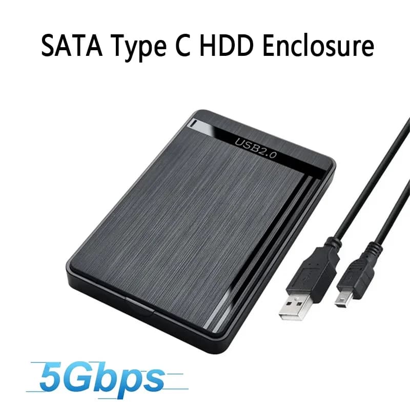 Custodia per disco rigido mobile da 2,5 pollici SATA a USB 2.0 3.0 Type-C per custodia HDD di archiviazione esterna SSD con cavo USB tipo C