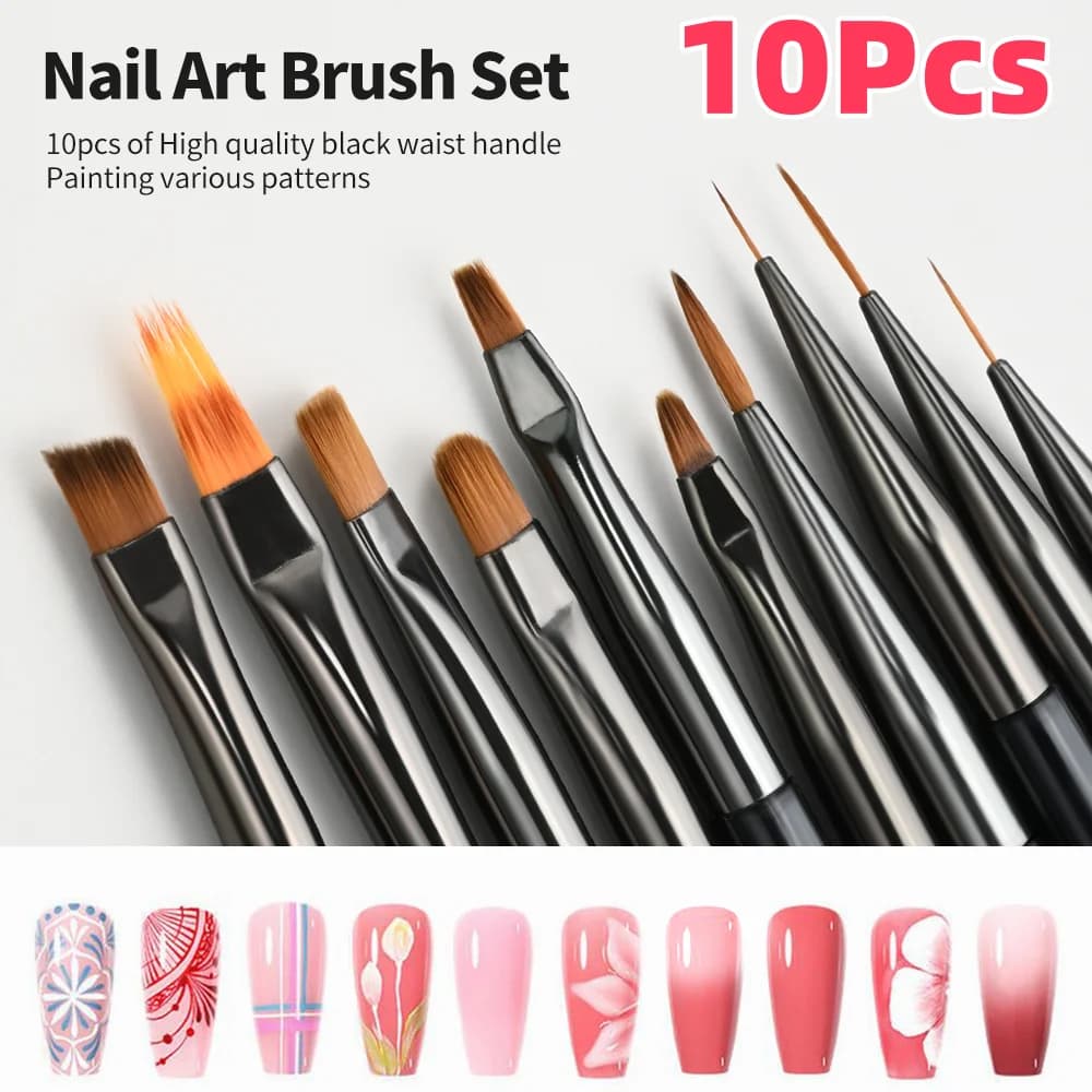 10 Pz/set Pennelli per Nail Art Liner Gel Smalto Linee Fiore Pittura Disegno Penna per Nail Art Design Unghie FAI DA TE Punta Dettaglio Strumento Vestito
