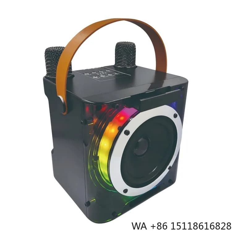 Karaoke Machine with 2 Wireless Microphones BT Microphone and Speaker KTV Set with RGB Light Effects Handheld Mic Lightweight Po