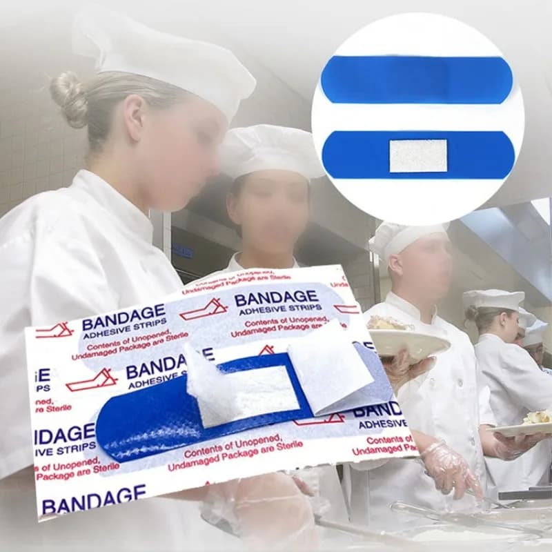 100 pz/set Impermeabile Blu Cerotto per Cuochi Operatori Medicazione Della Ferita Patch Cerotti Pelle Dito Bende Adesive Woundplast