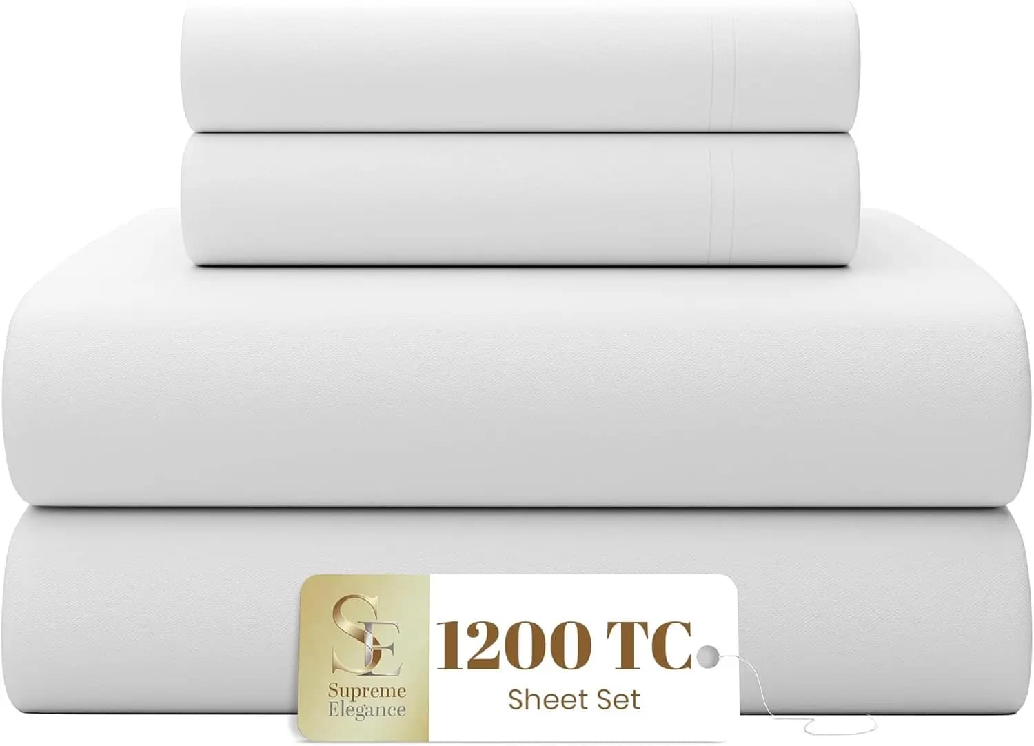Cotton White Sheet Set 1200 Fili Rich, Ultra Soft Satinated, Breathable and Anti-wrinkled