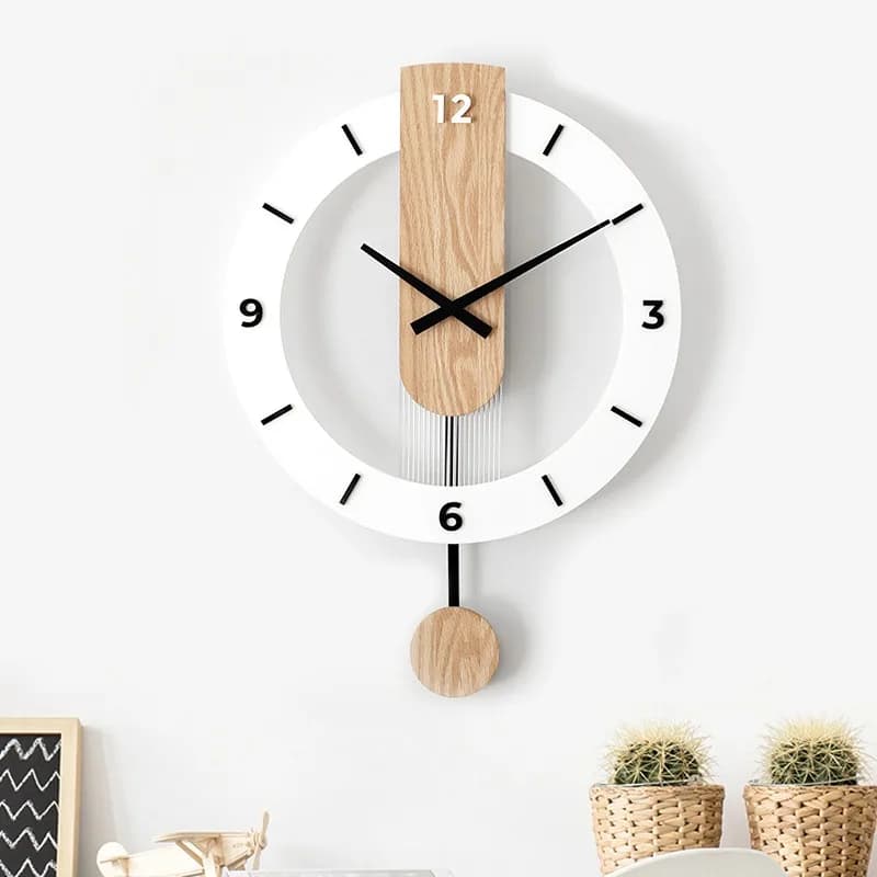 Nordic Wall Clock Living Room Modern Simple Creative Solid Wood Pendulum Wall Clocks Household Luxury Aesthetic Room Decorations