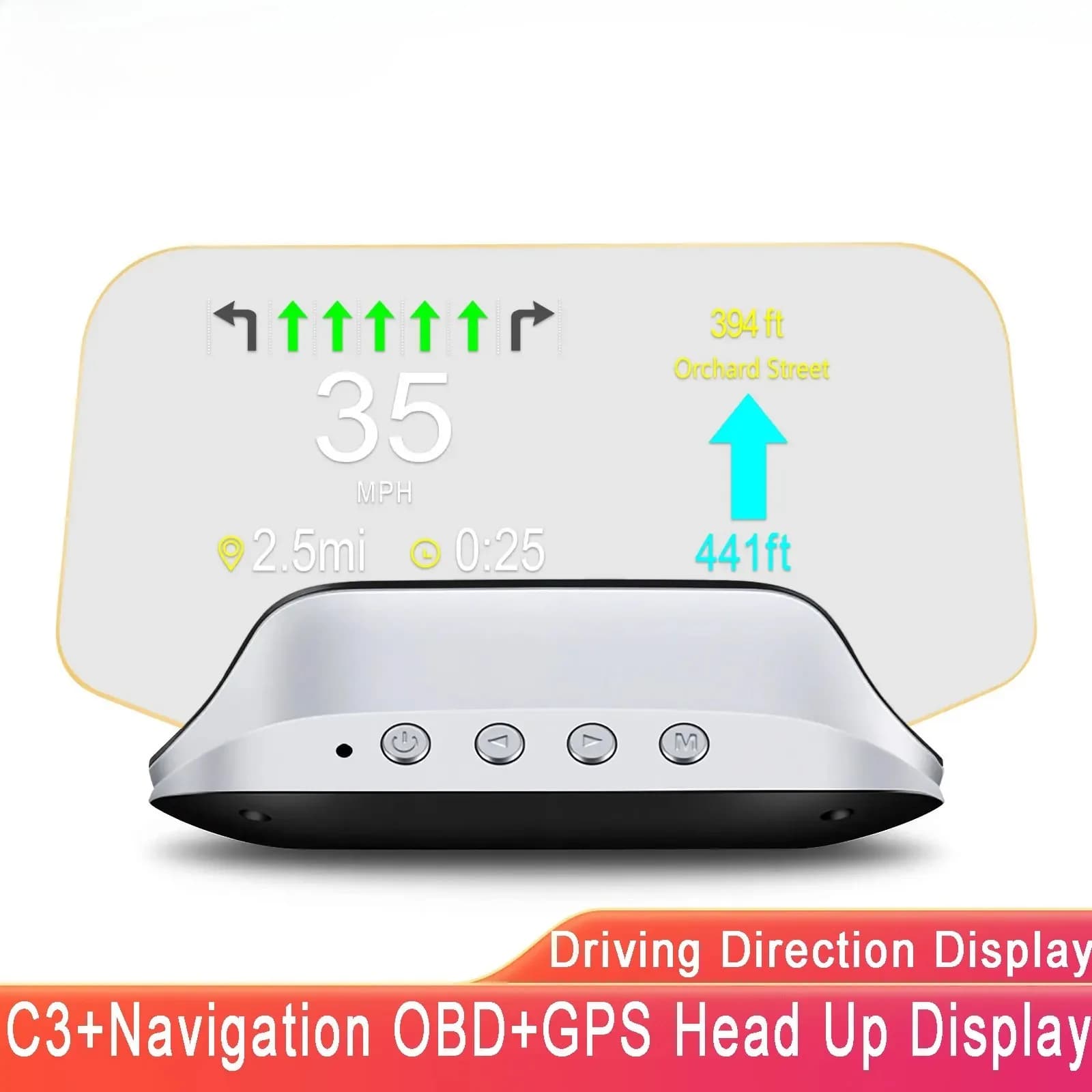C3 Navigation Car OBD+GPS Head Up Display Projector Digital Meter Water Temp Voltage Gauge Car Speedometer Car Accessories