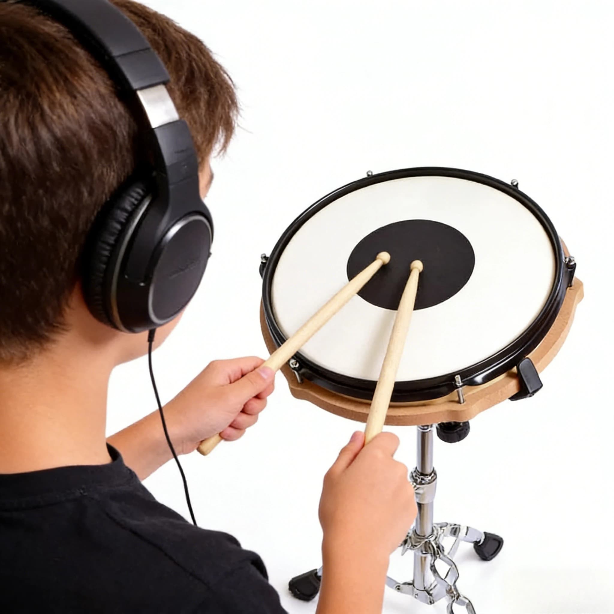 Kit Professionale di Drum Pad Portatile da 12 Pollici con Supporto Rinforzato e Pelle Silenziosa per Batteristi Principianti e Allenamento a Casa