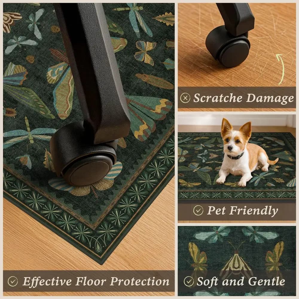 Tappetino per sedia da ufficio verde scuro per pavimenti in legno, tappeto antiscivolo resistente per sedia da ufficio, protezione per pavimento per sedia da gaming, ultr