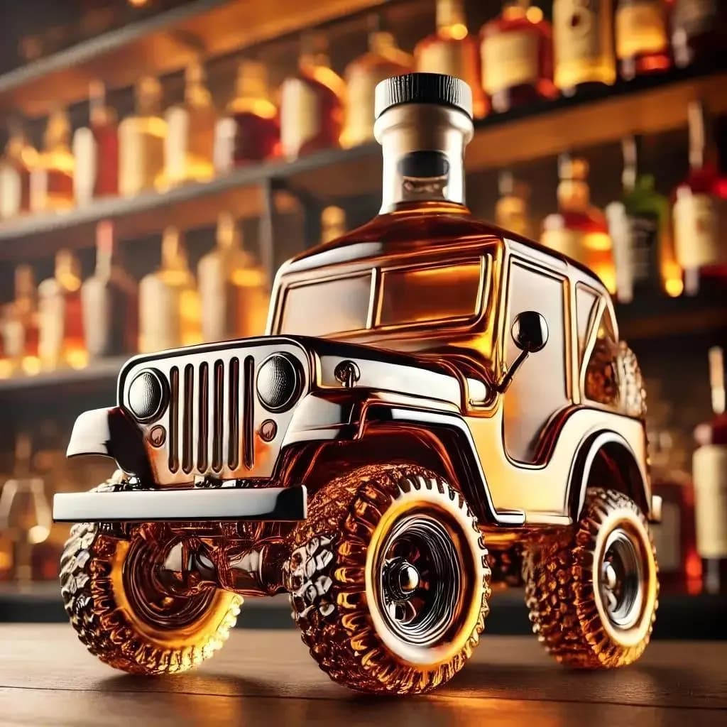 Bottiglia di vetro per auto Bottiglia di bevande per whisky Bottiglia per veicolo da 10 once Bar Decorazioni per la casa con tappo Organizzatore di conservazione del vino sigillato