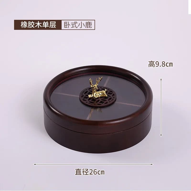 Solid wood double-layer dried fruit box light luxury new Chinese candy box home living room coffee table nut plate melon seed