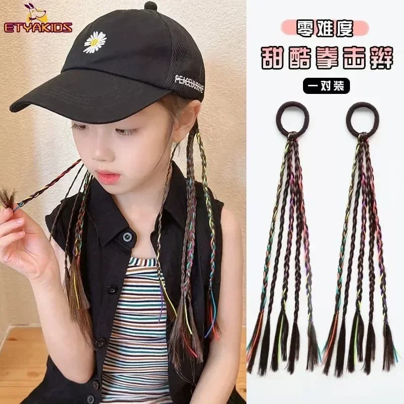 New Colorful Wigs Hair Clips Horsetail Door Princess Strings Fresh Heel Kids Copricapo Party Ornament Hair Accessories Girls Gifts