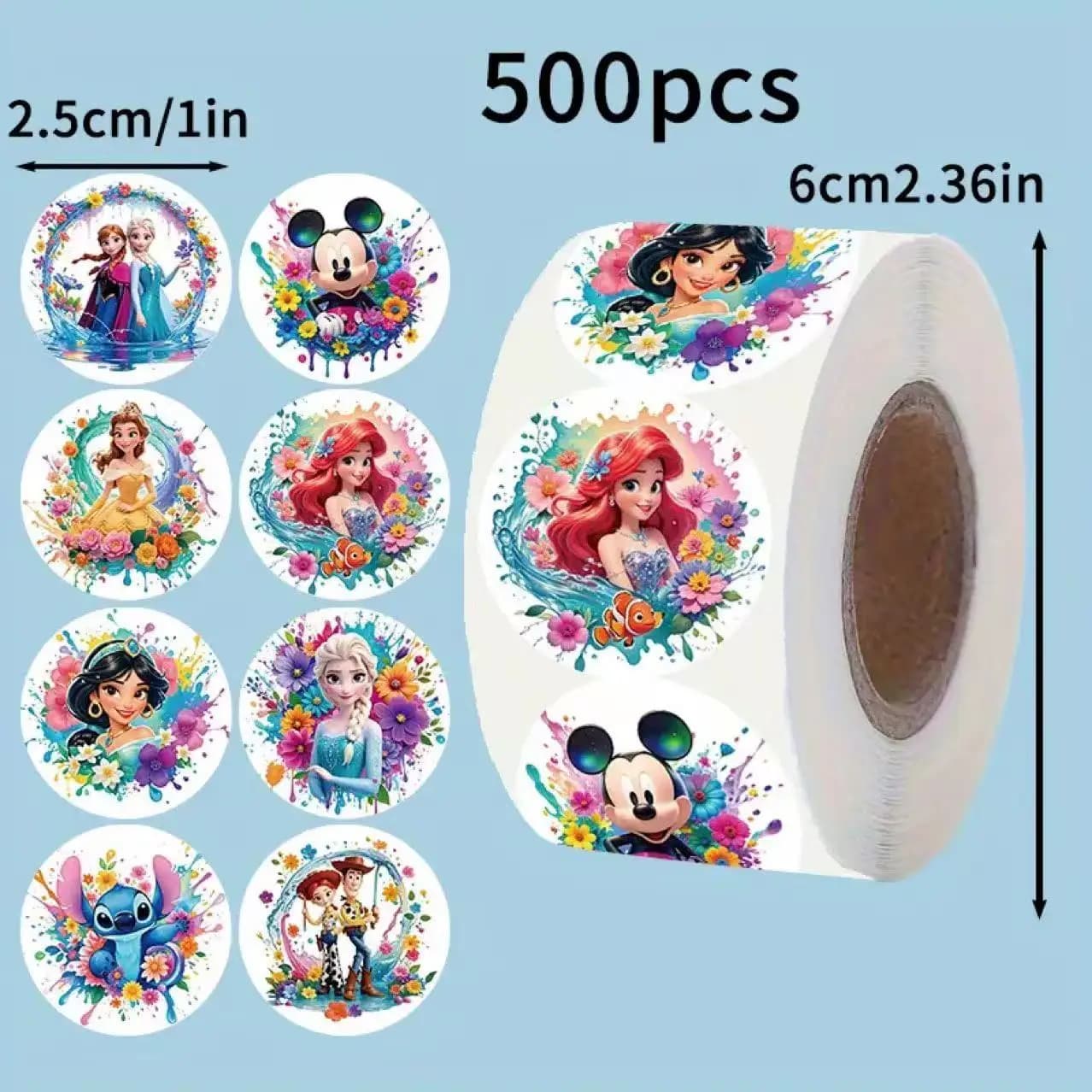 500 pezzi di adesivi in rotolo Principessa Anna Divertente MEME Cartoon Graffiti Adesivo Telefono fai da te Chitarra Laptop Notebook Valigia Regalo impermeabile