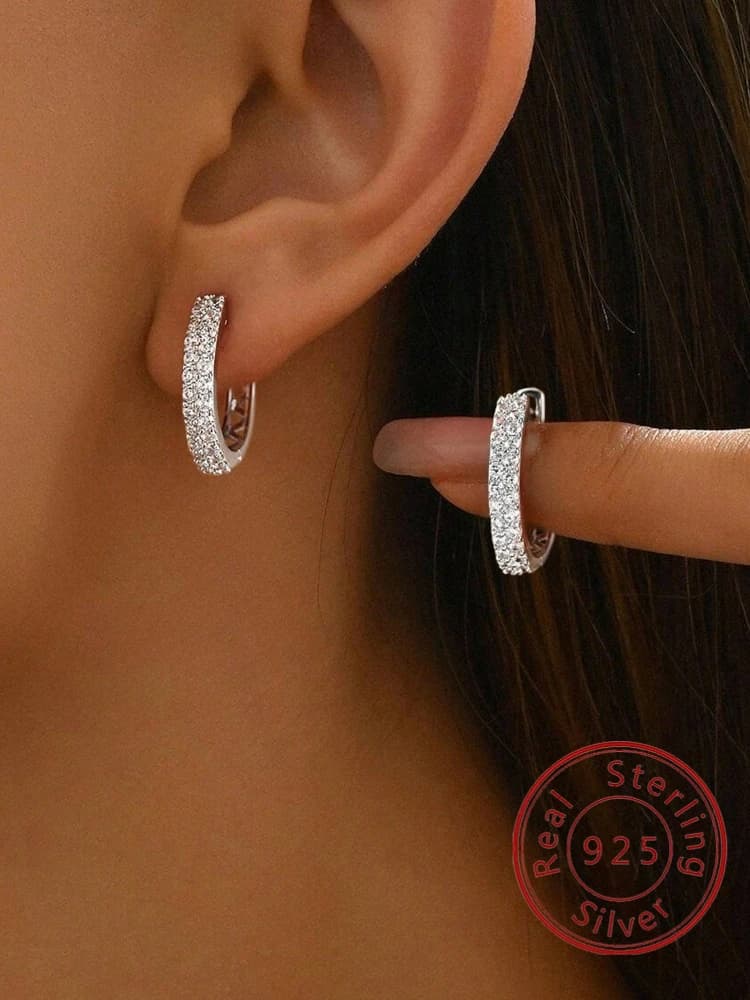 925 Sterling Silver Advanced Exquisite Full Zircon Hoop Earrings for Women Anniversary Engagement Wedding Luxry Fine Jewelry
