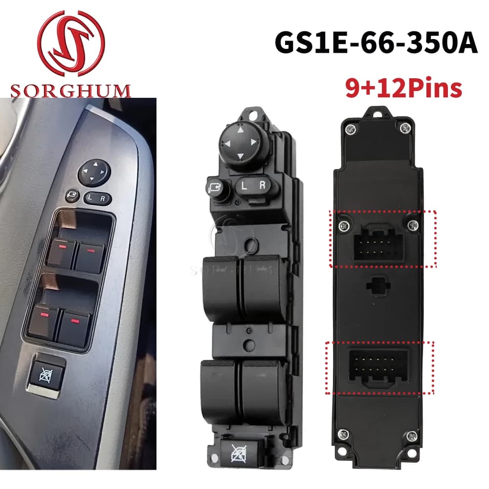 SORGHUM Finestra di Potere Interruttore Principale Pulsante Sollevatore Regolatore di Controllo GS1E-66-350A GS1E66350A Per Mazda 6 GH 2007-2013 9 + 12 Pin