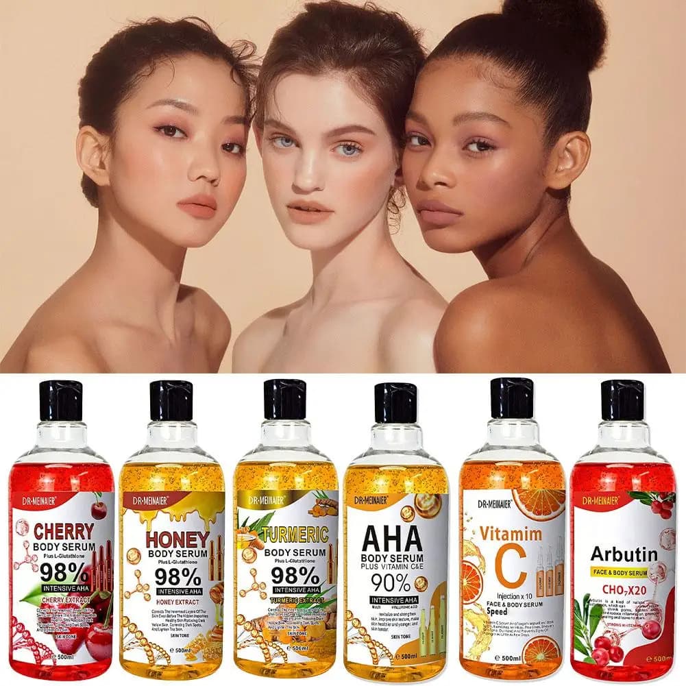 Siero Viso e Corpo alla Vitamina C, AHA, Arbutina, Ciliegia e Miele, Correttore Anti-Macchie, Sbiancante, Idratante e Illuminante