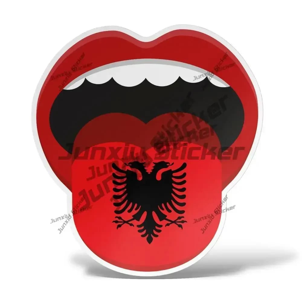 Wall decal Albania Decalcomania flag mouth Albanian for SUV Auto Camper bumper Truck Helmet Auto Bike Wall decal Car accessories