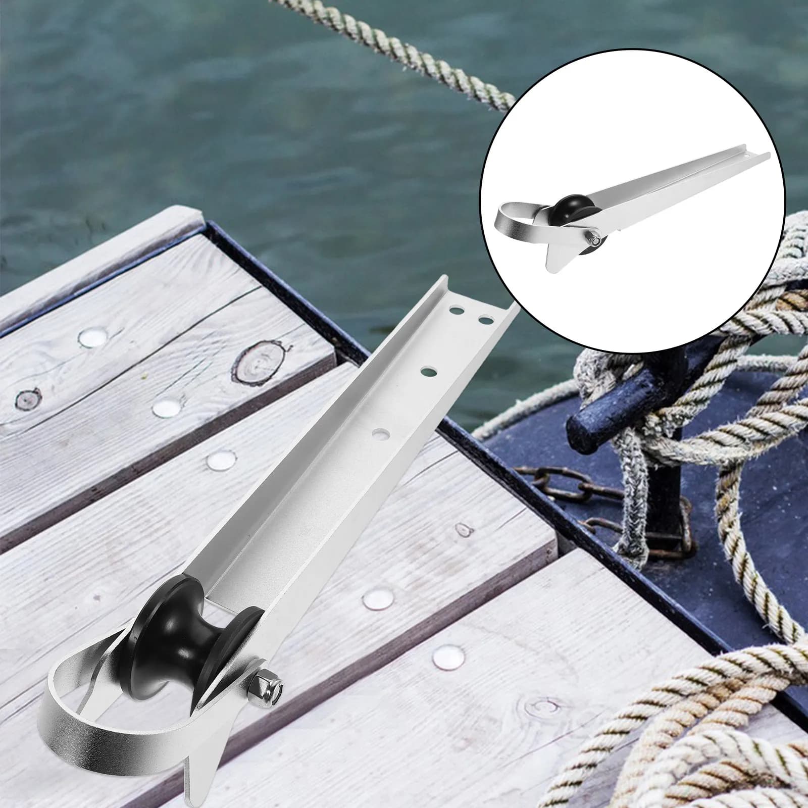 390Mm Stainless Pivoting Anchor Roller Heavy Duty Marine Grade 316 Steel Boat Bow Roller Anchor Pulley Yacht Fittings Silent