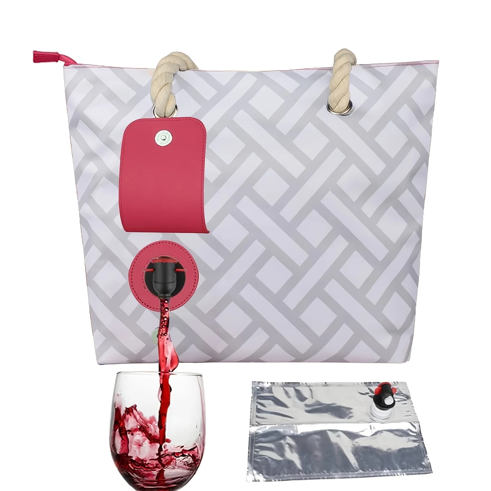 Pratica Borsa Termica per Vino con Dispenser, Portatile, per Picnic, Spiaggia, Viaggi, per Amanti del Vino, Uso Quotidiano