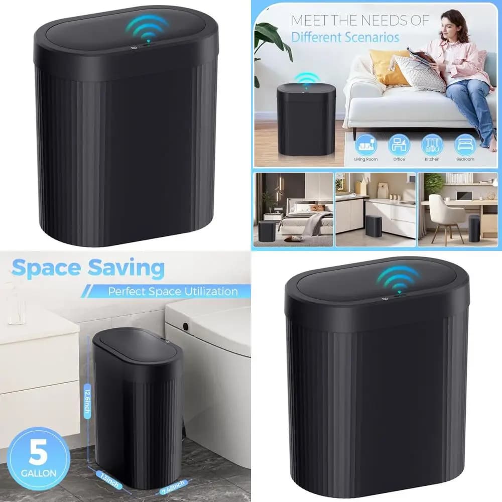 Bidone della spazzatura con sensore automatico da 5 galloni, cestino per rifiuti sottile touchless per casa e ufficio