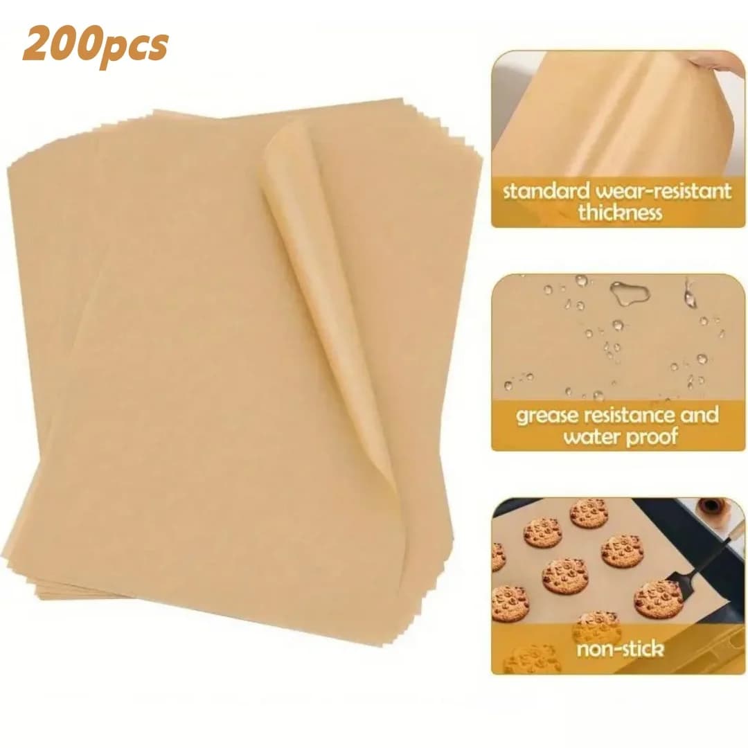 200 pcs multipurpose non-stick waterproof oiled baking paper to cook food wrap for air fryer