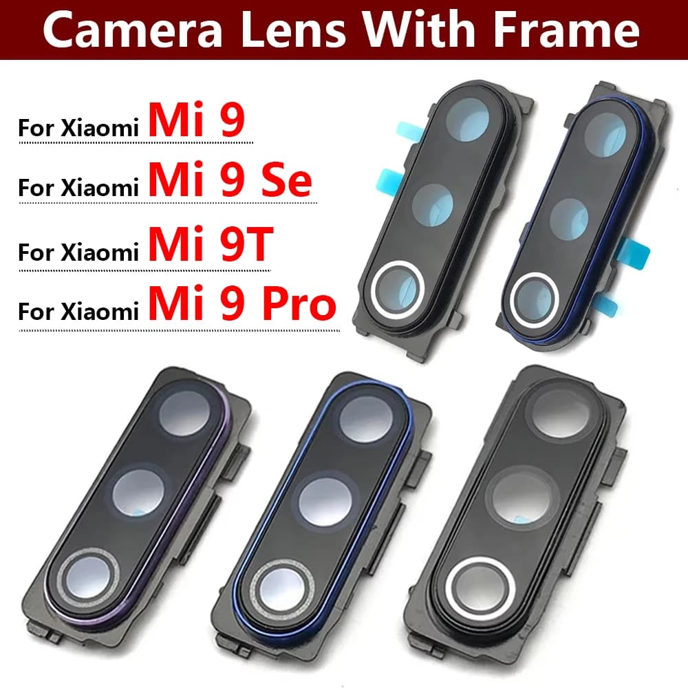Nuovo obiettivo in vetro per fotocamera posteriore posteriore per Xiaomi Mi 9 Mi9 / Mi 9 Se / Mi 9T Pro Vetro per fotocamera con colla adesiva