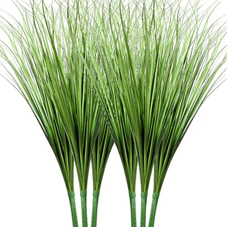 Piante Artificiali da 33 Pollici, Confezione da 6, Erba Alta a Forma di Cipolla, Vegetazione Finta, Arbusti, Fiori, Erba di Grano per Interni Casa e Ufficio