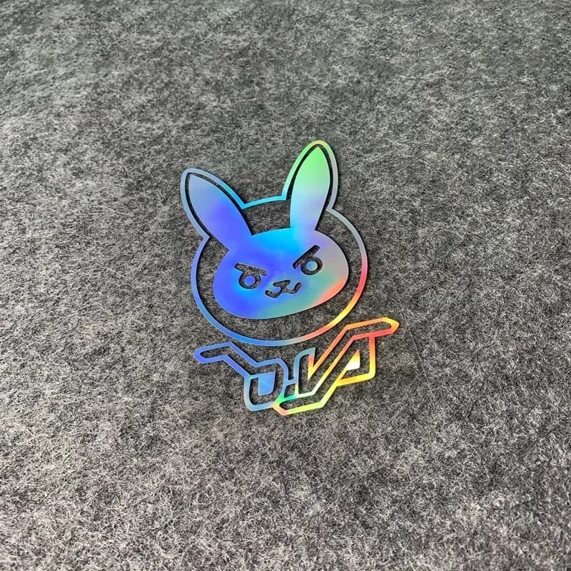 Adesivo Riflettente DVA Coniglio Cavo 1PC, Adesivo Decorativo Impermeabile per Auto Moto Laptop Bagagli, Tema Overwatch