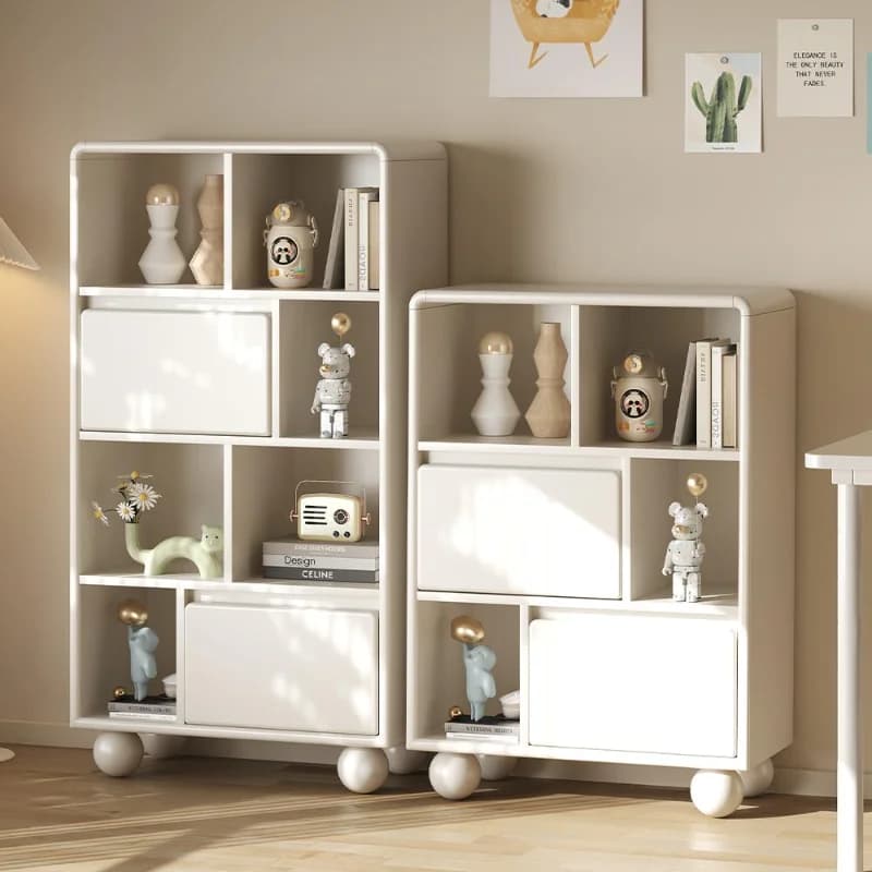 stile mobili Gambe a sfera bianche Soggiorno Libreria Divano Armadietto laterale Combinazione domestica multifunzionale per soggiorno
