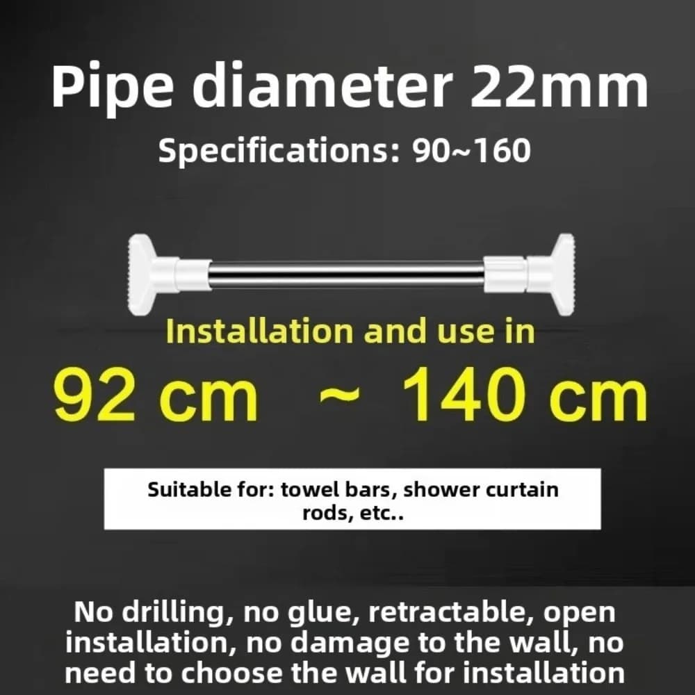 Durable telescopic rod without punching Rod for waterproof shower curtain Durable multipurpose steel coat rack for home use