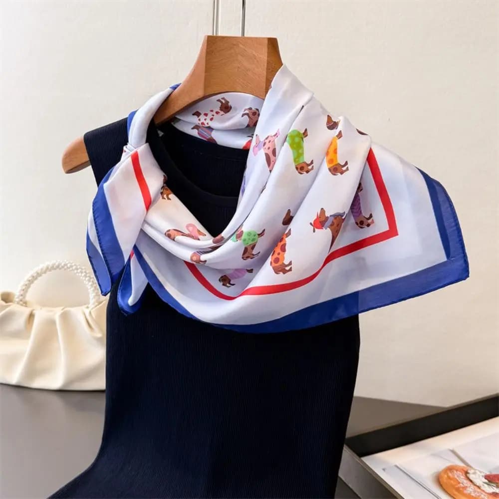 Printed Dachshund Print Print Scarf Y2K Geometric Shape Small Square Scarf Korean Hip Hop Punk Bandana Clothing Accessories