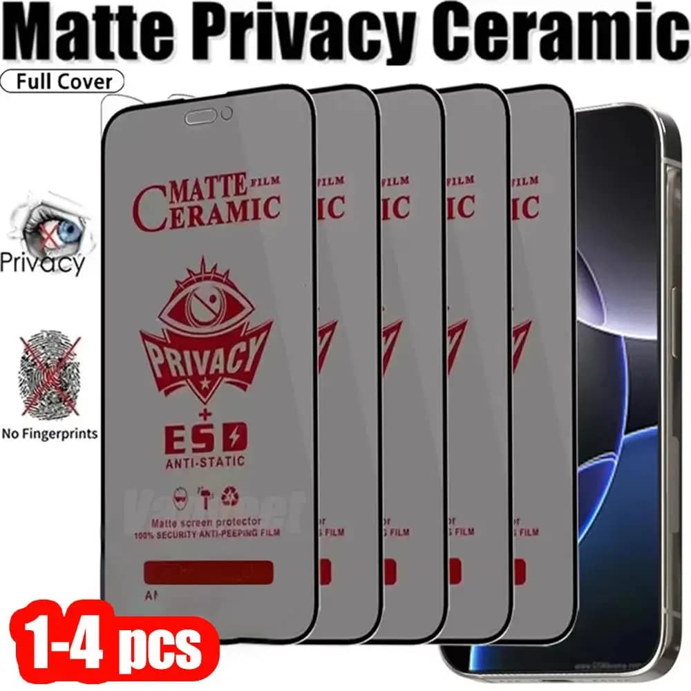 1-4Pcs Matte Ceramic Privacy Screen Protector For Xiaomi Poco X6 Pro X7 F6 F7 M7 C75 C71 M6 F5 X5 M5S M3 F3 X3 Anti Spy Film