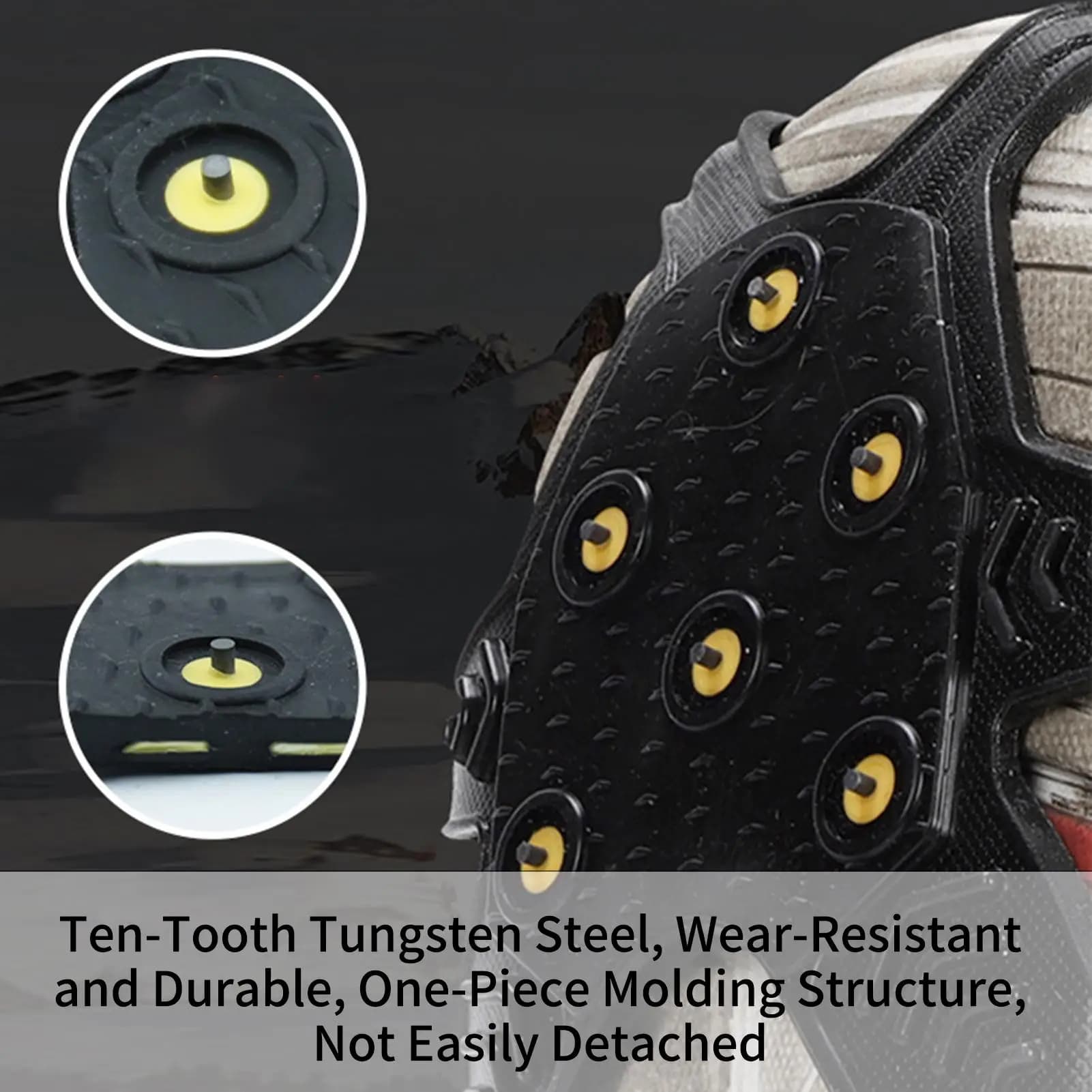Tacchetti da ghiaccio per scarpe Tacchetti da trazione Antiscivolo Impugnature per scarpe da neve Stivali Spikes Ramponi per donna Uomo Escursionismo Pesca Toofing invernale