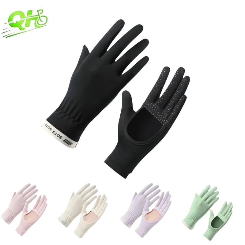 Guanti da donna estivi ciclismo guida scooter elettrico protezione solare nero scava fuori palmo touchscreen guanti da corsa estivi freschi